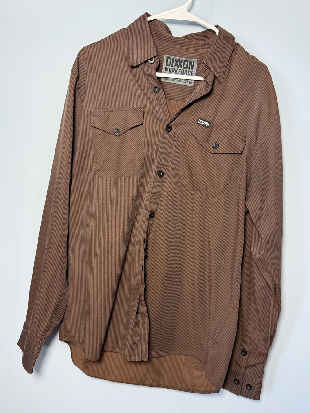 DIXXON Men's Brown Pinstripe Shirt size large